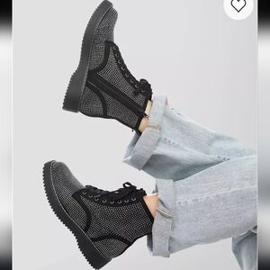 Madden Girl Kurrt Glitz Combat Boots in Black Size 6.5